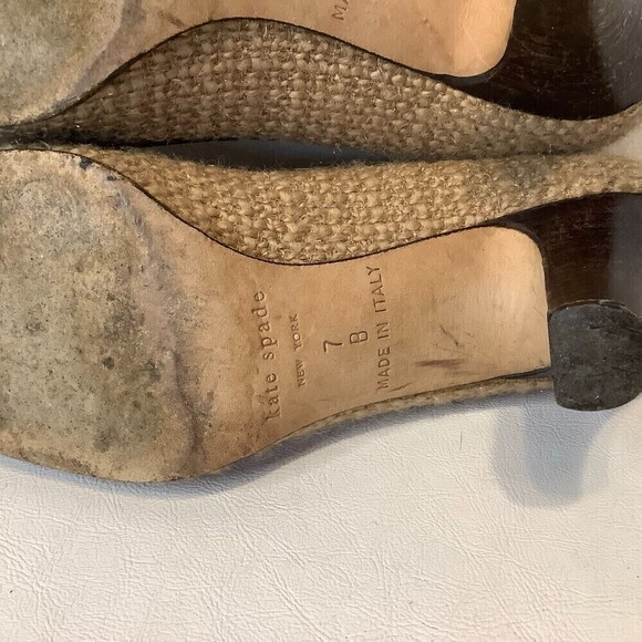 Kate Spade New York Neutrals Jute Boco Accents Tweed Pump Heel Shoes Size 7B - Picture 8 of 8
